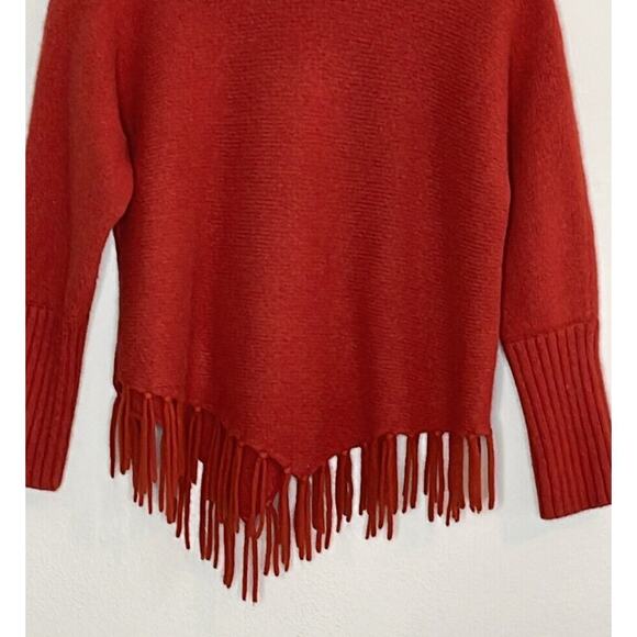 CARROLL REED TURTLENECK FRINGE TRIM SWEATER DARK ORANGE SIZE S - Picture 7 of 7